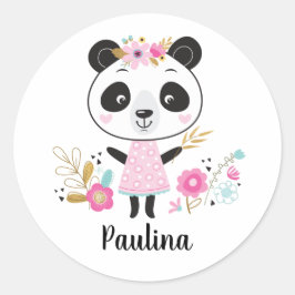 Pink Panda Personalisiert Adorable Girl Runder Aufkleber