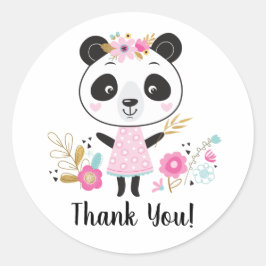 Pink Panda Vielen Dank Adorable Girl Runder Aufkleber