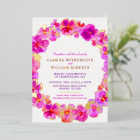 Pink pansy Aquarell Blume Hochzeitsgold