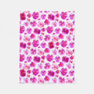 Pink pansy Blume Aquarelltuch Fleecedecke