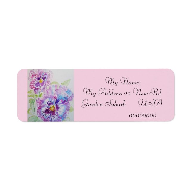 Pink Pansy Blume Floral Rücksendeadressen-Aufklebe (Vorne)