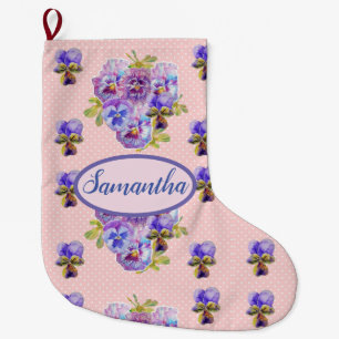 Pink Pansy Blume Stiefmütterchen Art Blume Großer Weihnachtsstrumpf