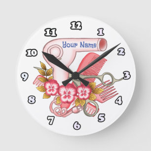 Pink Pansy Kosmetikerin Runde Wanduhr