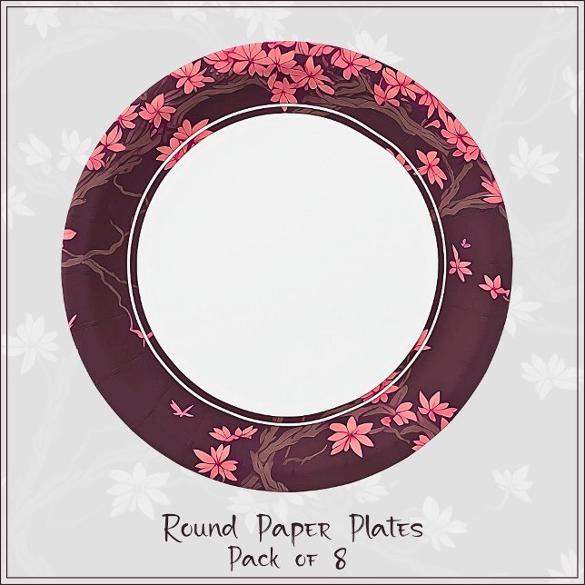 Pink Paper Crane Origami Cherry Blossom Pappteller (Von Creator hochgeladen)