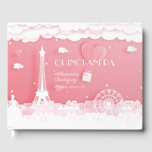 Pink Paper Paris Quinceañera Gästebuch
