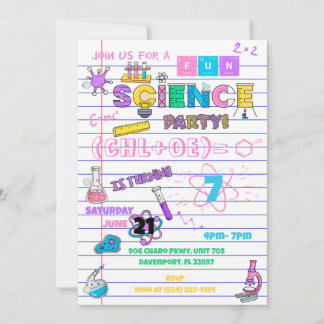 Pink Paper Science Einladung