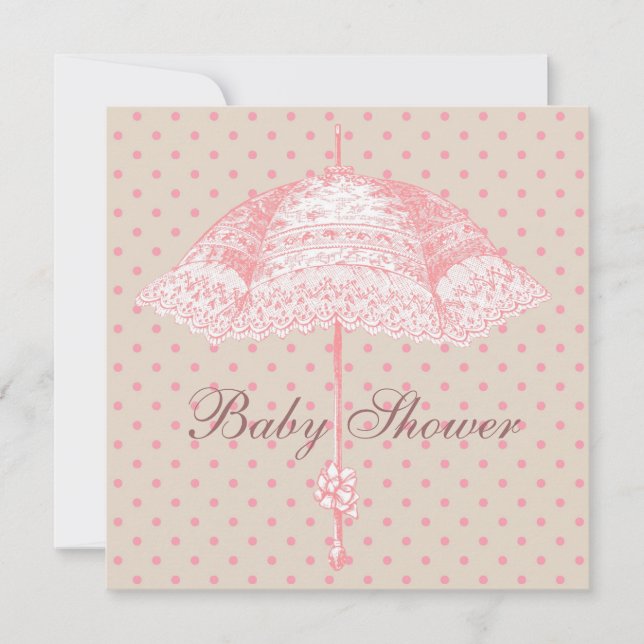 Pink Parasol Umbrella Girl Dusche Einladung (Vorderseite)