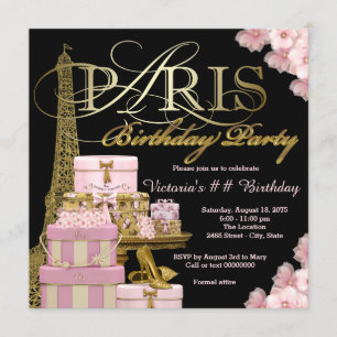 Pink Paris Geburtstagsparty Einladung