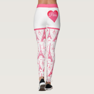 Pink Paris Herz Eiffel Tower Pattern Chic Leggings