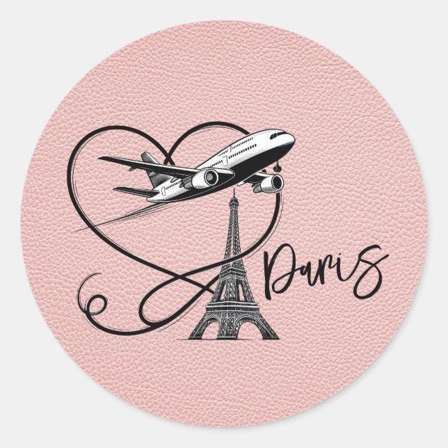 Pink Paris Passport Runder Aufkleber (Vorderseite)