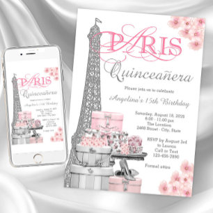 Pink Paris Quinceanera Einladung