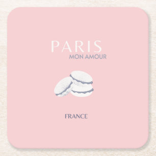 Pink Paris Reisen Art Pastell Preppy Macarons Rechteckiger Pappuntersetzer