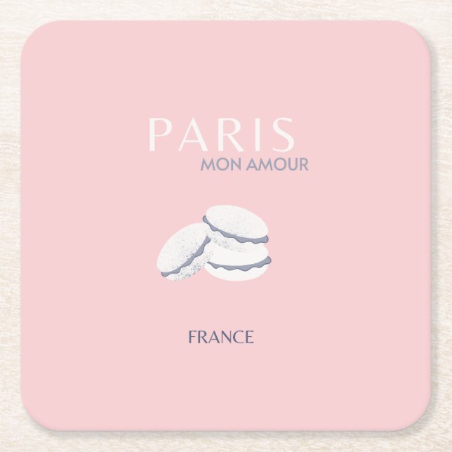 Pink Paris Reisen Art Pastell Preppy Macarons Rechteckiger Pappuntersetzer (Vorderseite)