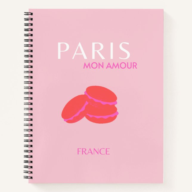 Pink Paris Reisen Kunst Preppy Macarons Notizbuch (Vorderseite)