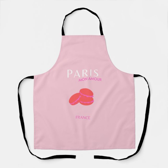 Pink Paris Reisen Kunst Preppy Macarons Schürze (Vorderseite)