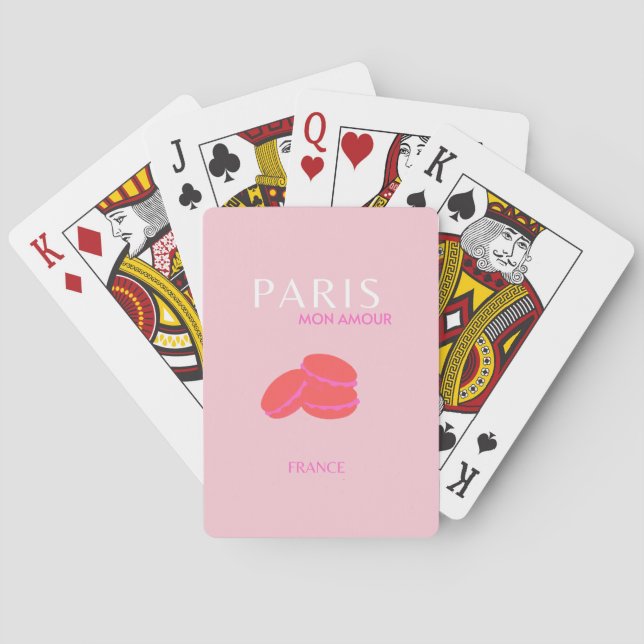 Pink Paris Reisen Kunst Preppy Macarons Spielkarten (Rückseite)