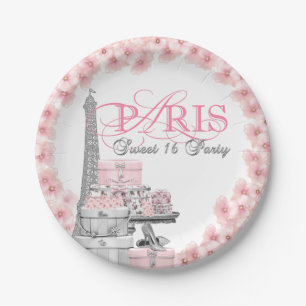 Pink Paris Sweet 16 Geburtstagsparty Pappteller