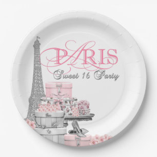 Pink Paris Sweet 16 Geburtstagsparty Pappteller