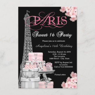 Pink Paris Sweet 16 Party Einladung