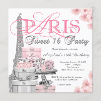 Pink Paris Sweet 16 Party Einladung