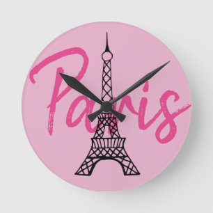 Pink Paris Wall Clock Runde Wanduhr