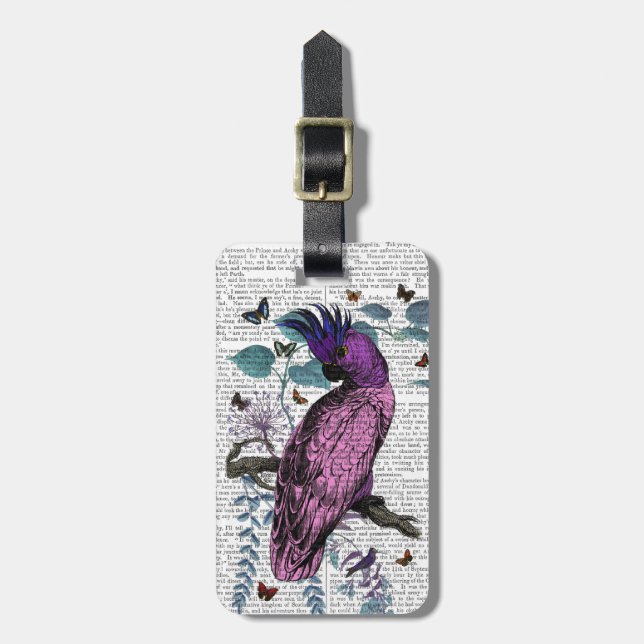 Pink Parrot Gepäckanhänger (Vorderseite vertikal)