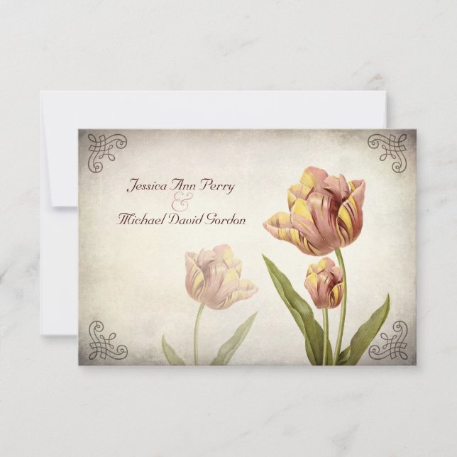 Pink Parrot Tulip Response Card RSVP Karte (Vorderseite)