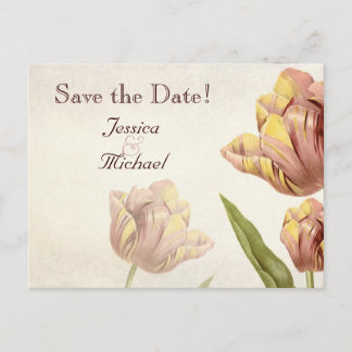 Pink Parrot Tulip Save the Date Postkarte