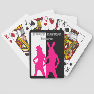 Pink Party Mädchen Silhouette Spielkarten