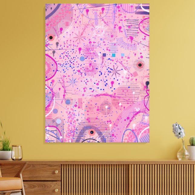 Pink Party Maximalist Art Leinwanddruck (Insitu (Wohnzimmer))
