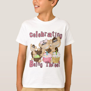 Pink Party Monkey 3e Anniversaire Tshirts et cadea