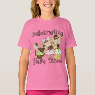 Pink Party Monkey 3e Anniversaire Tshirts et cadea