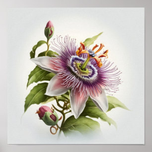Pink Passion Flower Art Imprimer Poster