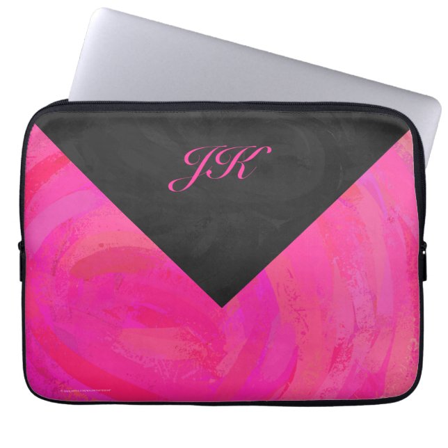 Pink Passion Monogram Laptopschutzhülle (Vorderseite)