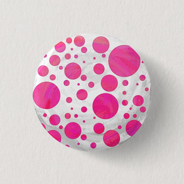 Pink Passion Polka Dot Pattern Button (Vorderseite)
