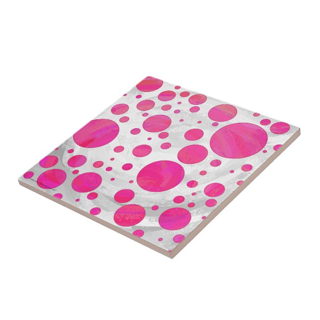 Pink Passion Polka Dot Pattern Fliese (Seite)