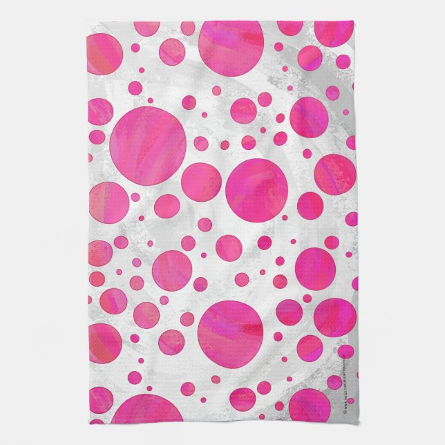 Pink Passion Polka Dot Pattern Geschirrtuch (Vertikal)