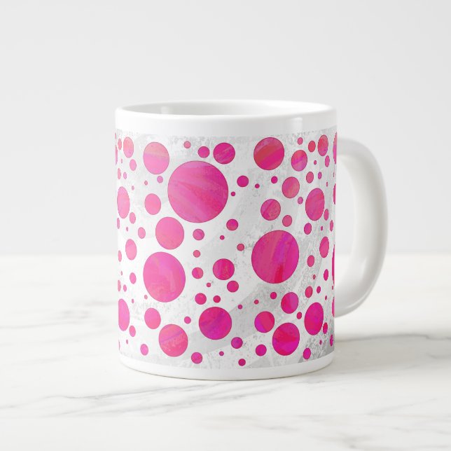 Pink Passion Polka Dot Pattern Jumbo-Tasse (Vorderseite Rechts)