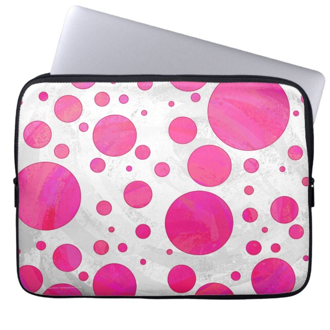 Pink Passion Polka Dot Pattern Laptopschutzhülle (Vorderseite)