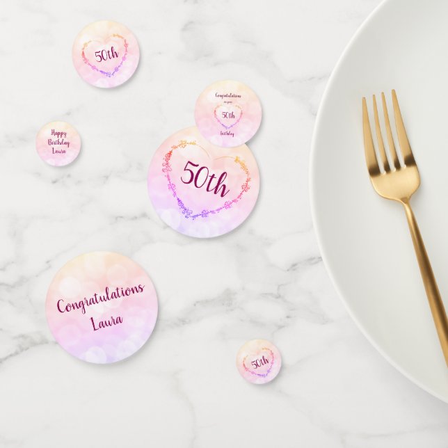 Pink Pastel 50. Geburtstagsdesign Konfetti (Gruppe)