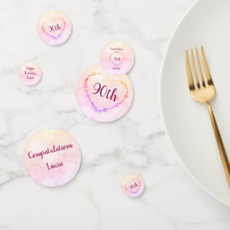 Pink Pastel 90. Geburtstagsdesign Konfetti