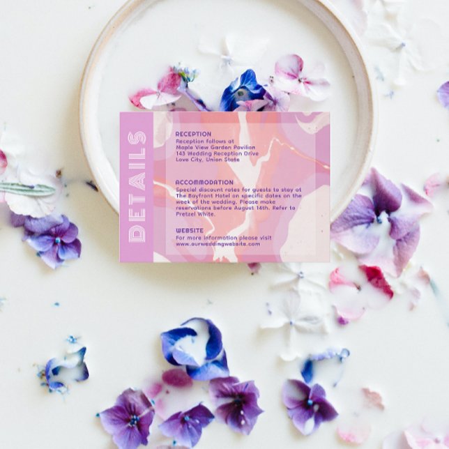 Pink Pastel Abstrakt Art Wedding Card Begleitkarte (Von Creator hochgeladen)