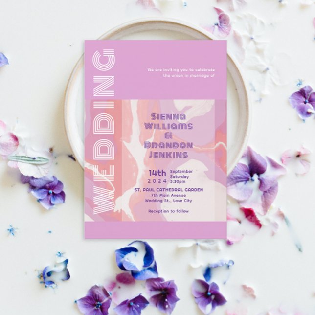 Pink Pastel Abstrakt Art Wedding Einladung (Von Creator hochgeladen)