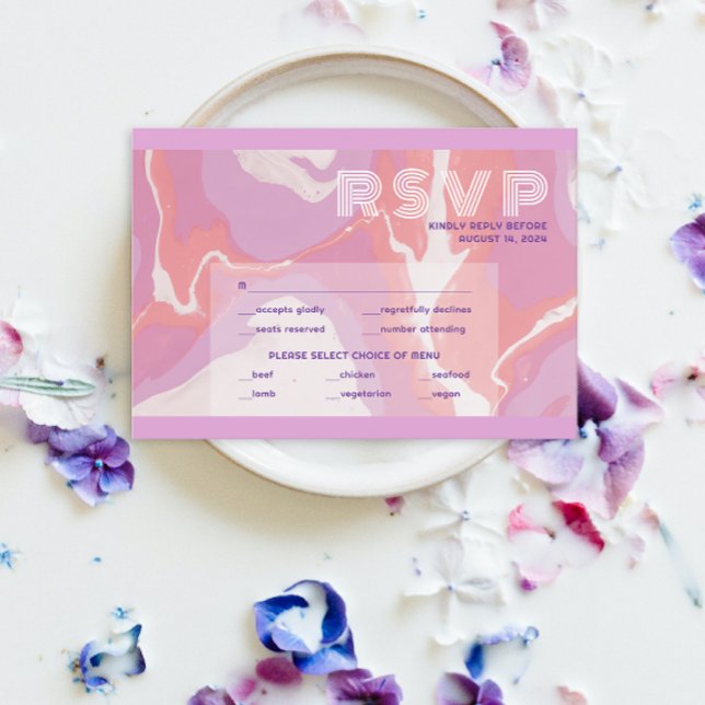 Pink Pastel Abstrakt Art Wedding RSVP Karte (Von Creator hochgeladen)