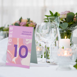 Pink Pastel Abstrakt Art Wedding Table Zelt Zeiche Tischaufsteller