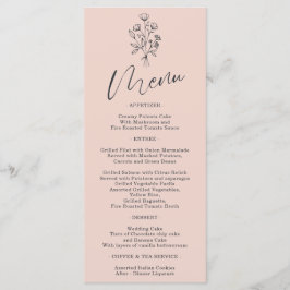 Pink Pastel Blume Bohemisch Einfach Botanisch Menükarte