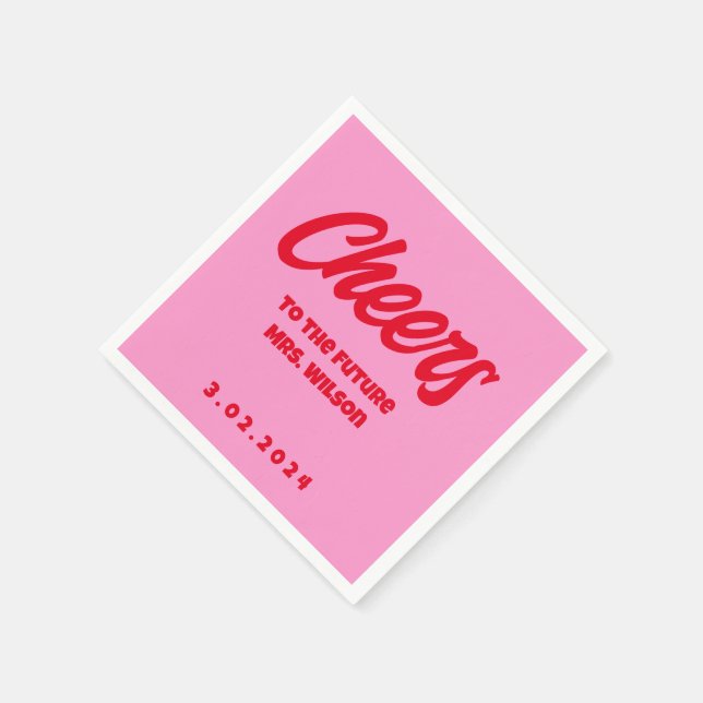 Pink Pastel Bold Retro Bridal ShowerNapkins Serviette (Ecke)