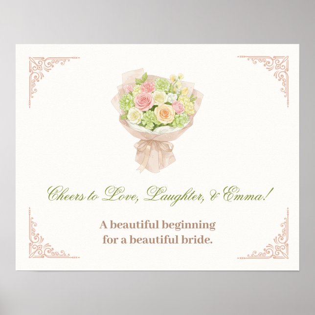 pink pastel bouquet Elegant  Poster (Vorne)