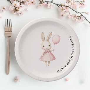 Pink Pastel Bunny Easter Kindergeburtstag Pappteller