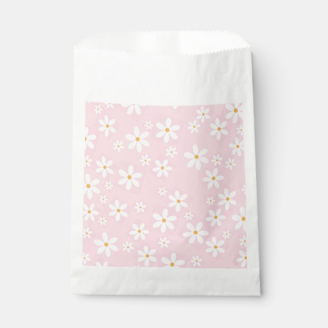 Pink Pastel Daisies Gefallen Taschen Geschenktütchen (Vorderseite)